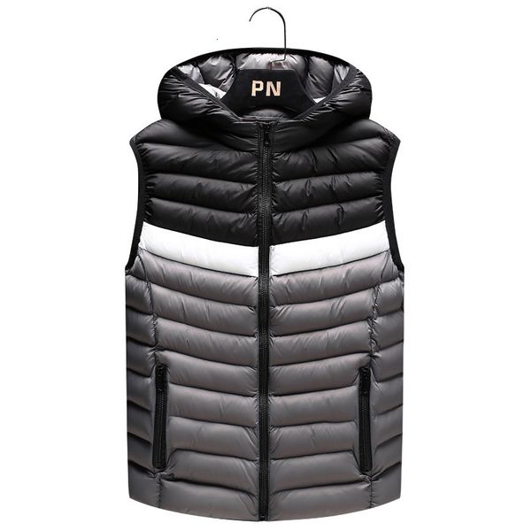 autumn and winter men's hooded striped cotton jacket fishing large down vest, Black;white
autumn and winter men's hooded striped cotton jacket fishing large down vest, Black;white