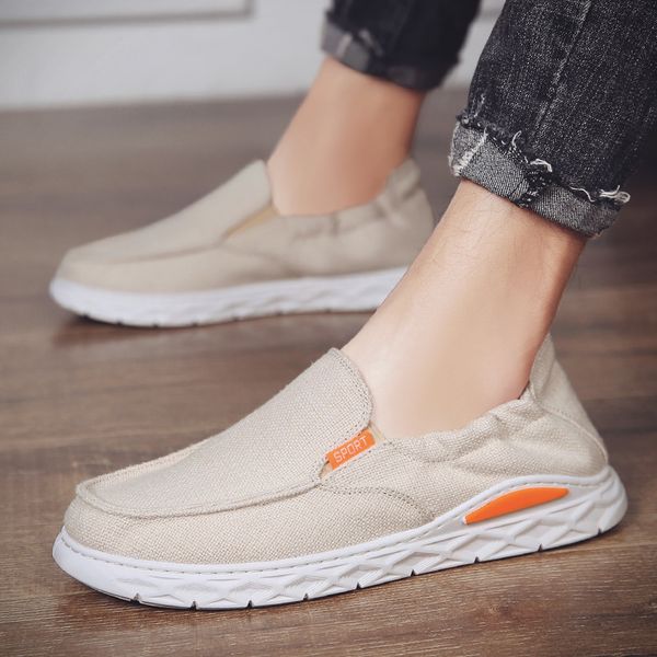 new mens shoes casual shoes fashion sneakers one foot on lazy canvas shoes slip on for summer spring, Black