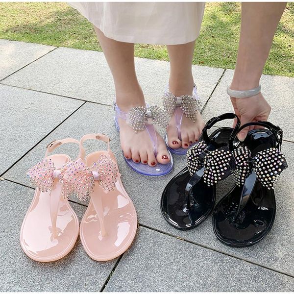 women's flat slippers clip toes bowtie beach summer shoes female buckle strap jelly shoe flip flops casual fashion ladies 2020, Black
women's flat slippers clip toes bowtie beach summer shoes female buckle strap jelly shoe flip flops casual fashion ladies 2020, Black