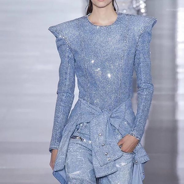 fashion 2021 runway designer women's long sleeve dimonds strass beading denim shirt1, White
fashion 2021 runway designer women's long sleeve dimonds strass beading denim shirt1, White