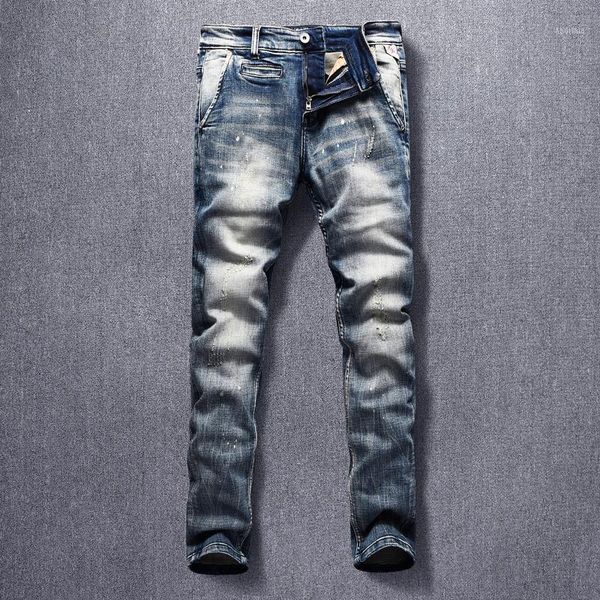 men's jeans italian style fashion men elastic slim fit ripped casual denim pants retro vintage designer long trousers1, Blue
men's jeans italian style fashion men elastic slim fit ripped casual denim pants retro vintage designer long trousers1, Blue