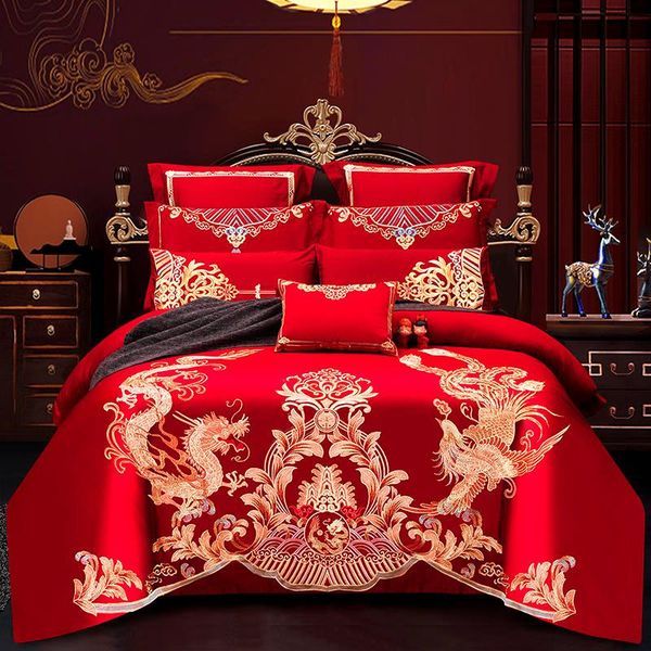 gold loong phoenix embroidery cotton bedding set luxury solid color chinese wedding princess duvet cover bed sheet pillowcases
gold loong phoenix embroidery cotton bedding set luxury solid color chinese wedding princess duvet cover bed sheet pillowcases