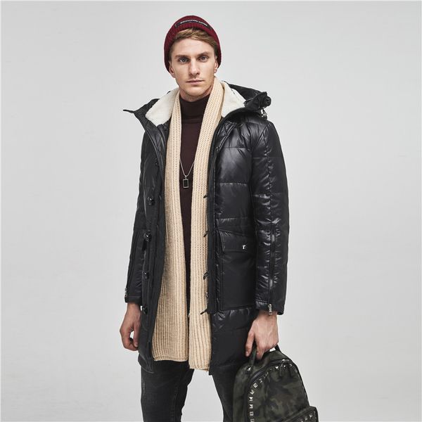long winter parkas jackets with male hood thick quilted cotton mark men's clothing fine coats, Black
long winter parkas jackets with male hood thick quilted cotton mark men's clothing fine coats, Black