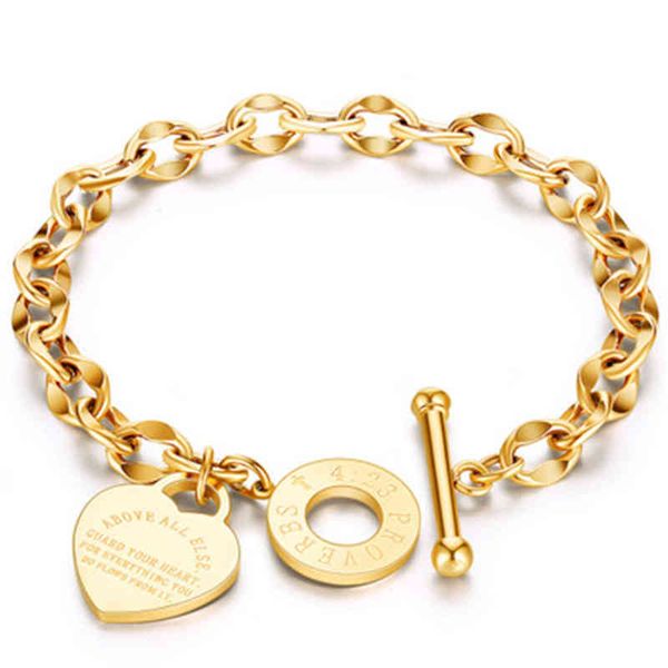 stainless steel heart for women party fashion chain charm bracelets jewelry 1191, Golden;silver