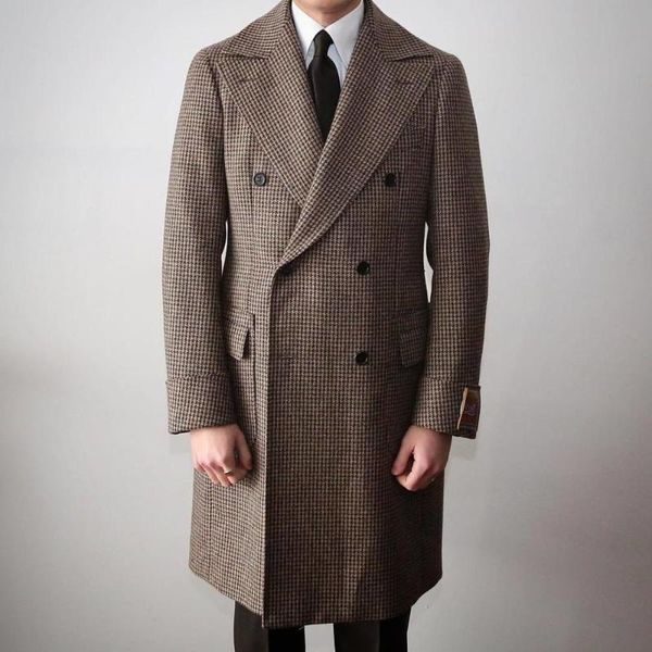 men's wool & blends plaid england style woolen overcoat loose double breasted warm mid-length trench coat male thick jacket, Black
men's wool & blends plaid england style woolen overcoat loose double breasted warm mid-length trench coat male thick jacket, Black