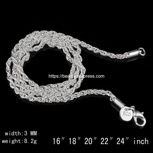 chains 3.0mm silver plated lobster clasp rope chain 16 18 20 22 24 inch pick size for handmade jewelry diy
chains 3.0mm silver plated lobster clasp rope chain 16 18 20 22 24 inch pick size for handmade jewelry diy