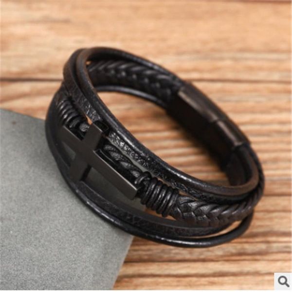 charm bracelets cross style multi layer design stainless steel fashion men's leather bracelet classic gift for men 3 different styles c, Golden;silver
charm bracelets cross style multi layer design stainless steel fashion men's leather bracelet classic gift for men 3 different styles c, Golden;silver