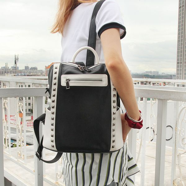 new fashion female rivet waterproof backpacks genuine leather lapshoulder bag for girls black punk schoolbag 12 inch traval bags
new fashion female rivet waterproof backpacks genuine leather lapshoulder bag for girls black punk schoolbag 12 inch traval bags