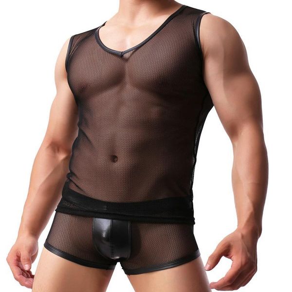 new mesh men's underwear suit mesh vest boxers breathable quick-drying mens undershirt dropshipping, Black;white
new mesh men's underwear suit mesh vest boxers breathable quick-drying mens undershirt dropshipping, Black;white
