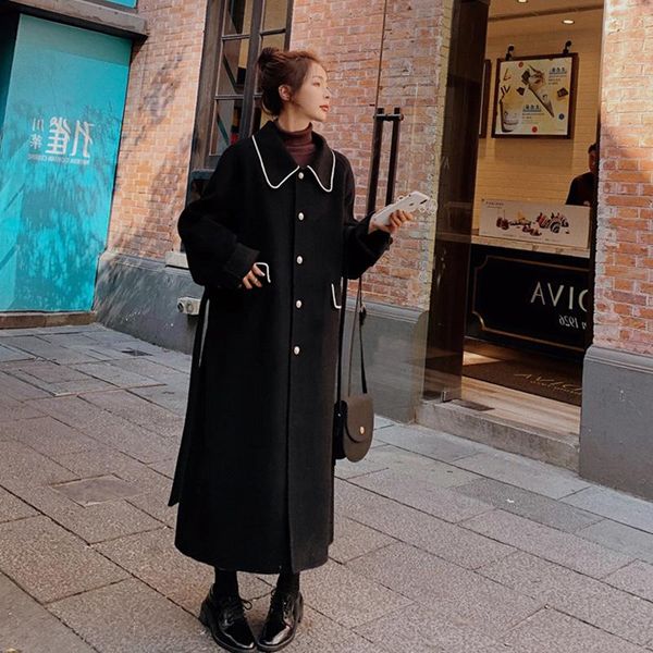 women's wool & blends 2021 autumn fashion women full sleeve lapel collar high street wild loose elegant white striped slim woolen coat, Black
women's wool & blends 2021 autumn fashion women full sleeve lapel collar high street wild loose elegant white striped slim woolen coat, Black