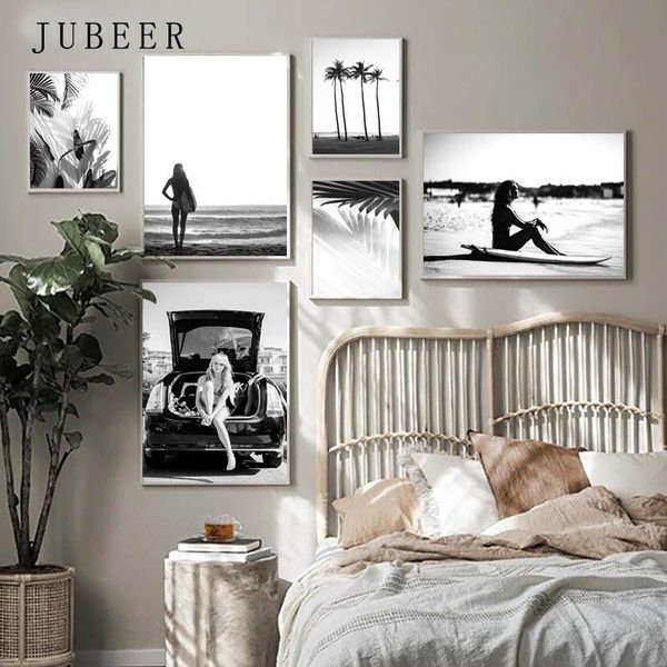 black and white wall art seascape canvas print poster beach girl surfboard painting landscape tropical palm picture home decor
black and white wall art seascape canvas print poster beach girl surfboard painting landscape tropical palm picture home decor
