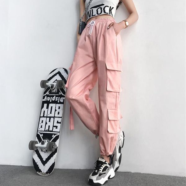 2021 new beautiful female cargo high pocket jogger elastic waistband loose pants streetwear 180q, Black;white
2021 new beautiful female cargo high pocket jogger elastic waistband loose pants streetwear 180q, Black;white
