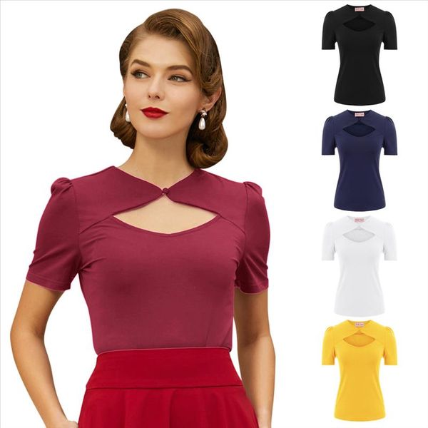 belle poque vintage shirts women summer retro short sleeve hollowed front cotton and blouse clothes solid color party, White
belle poque vintage shirts women summer retro short sleeve hollowed front cotton and blouse clothes solid color party, White