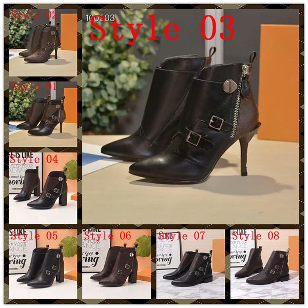 designer womens boots black white high-rhombic splicing middle heel with box size 35-41