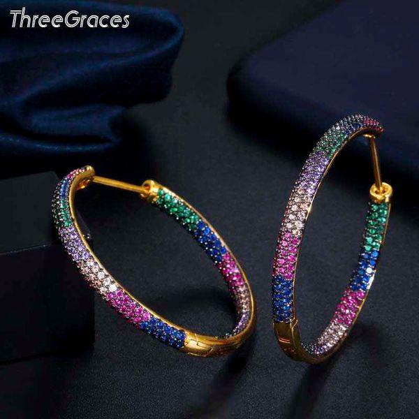 threegraces fashion micro pave colorful cz stones black gold color big circle round hoop earrings for women brand jewelry er555 220108, Golden;silver
threegraces fashion micro pave colorful cz stones black gold color big circle round hoop earrings for women brand jewelry er555 220108, Golden;silver