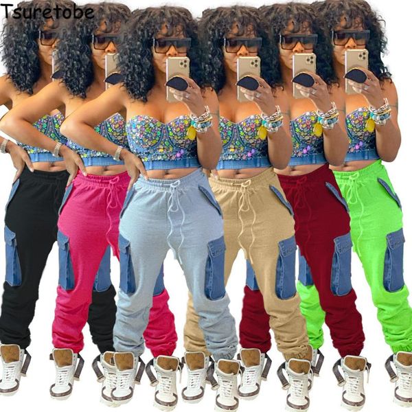 women's pants & capris tsuretobe denim patchwork sweatpants women pockets cargo streetwear joggers multicolor casual high waist, Black;white
women's pants & capris tsuretobe denim patchwork sweatpants women pockets cargo streetwear joggers multicolor casual high waist, Black;white
