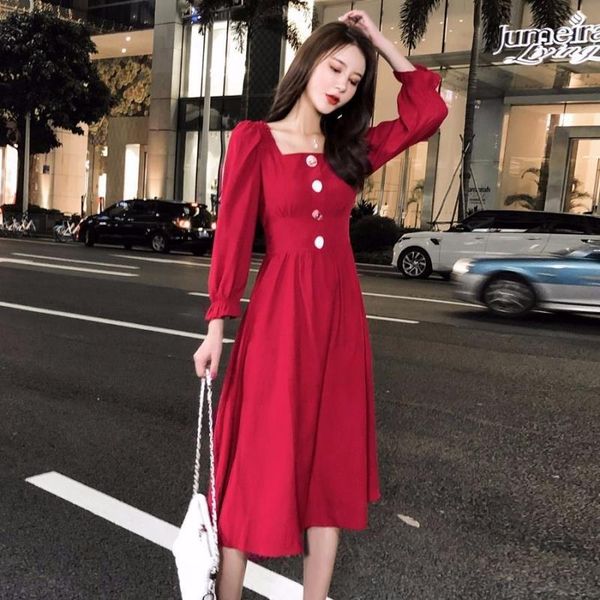 women's spring autumn style chiffon dress women's square neck long sleeve solid color button casual sweet dress ss3745, Black;gray
women's spring autumn style chiffon dress women's square neck long sleeve solid color button casual sweet dress ss3745, Black;gray