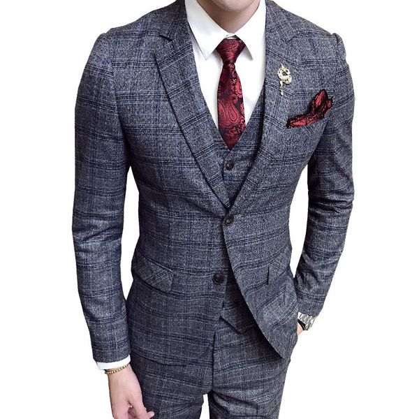 men's suits & blazers nice boutique fashion plaid casual business suit groom wedding dress formal slim men ( jacket + vest pants ), White;black
men's suits & blazers nice boutique fashion plaid casual business suit groom wedding dress formal slim men ( jacket + vest pants ), White;black