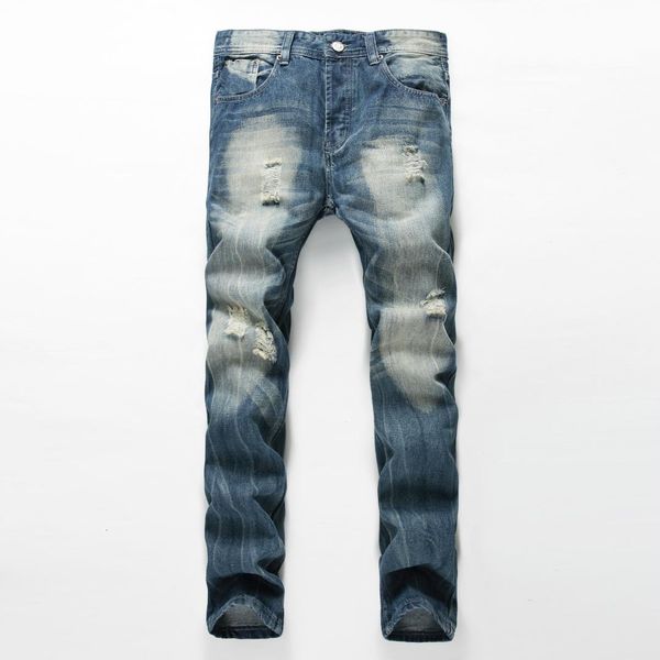 new arrival fashion designer jean mens brand destroyed jeans washed hole straight jeans for men cotton casual denim pants, Blue
new arrival fashion designer jean mens brand destroyed jeans washed hole straight jeans for men cotton casual denim pants, Blue