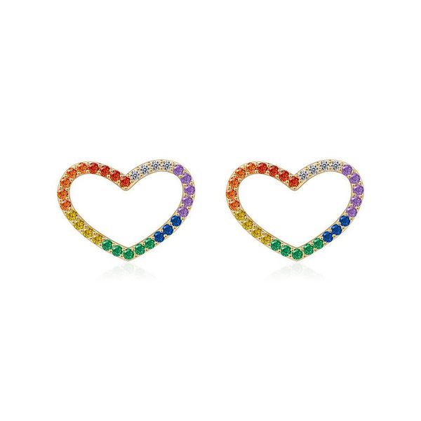 rainbow color heart hoop earrings for women copper cz wedding enagement statement jewelry, Silver
rainbow color heart hoop earrings for women copper cz wedding enagement statement jewelry, Silver