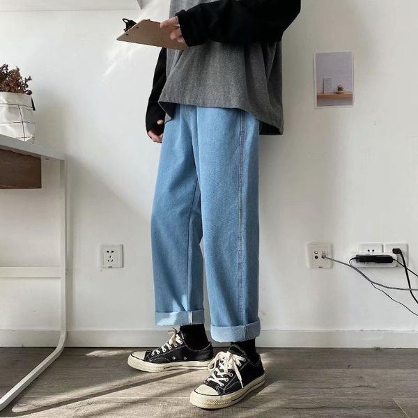 men's jeans all-match for men loose casual sports straight-leg pants washed four seasons wide-leg male solid denim trousers, Blue
men's jeans all-match for men loose casual sports straight-leg pants washed four seasons wide-leg male solid denim trousers, Blue