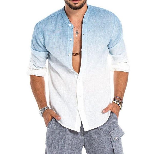 men's casual shirts men gradient color long sleeve shirt cotton linen breathable camisa summer autumn clothing 2021, White;black
men's casual shirts men gradient color long sleeve shirt cotton linen breathable camisa summer autumn clothing 2021, White;black