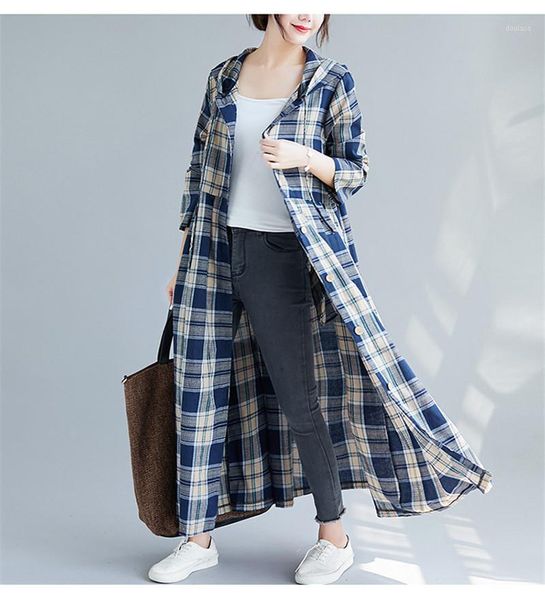 2021 new spring fall women vinage plaid long trench coat large size korean new casual loose long sleeve shirt hooded windbreaker1, Tan;black
2021 new spring fall women vinage plaid long trench coat large size korean new casual loose long sleeve shirt hooded windbreaker1, Tan;black
