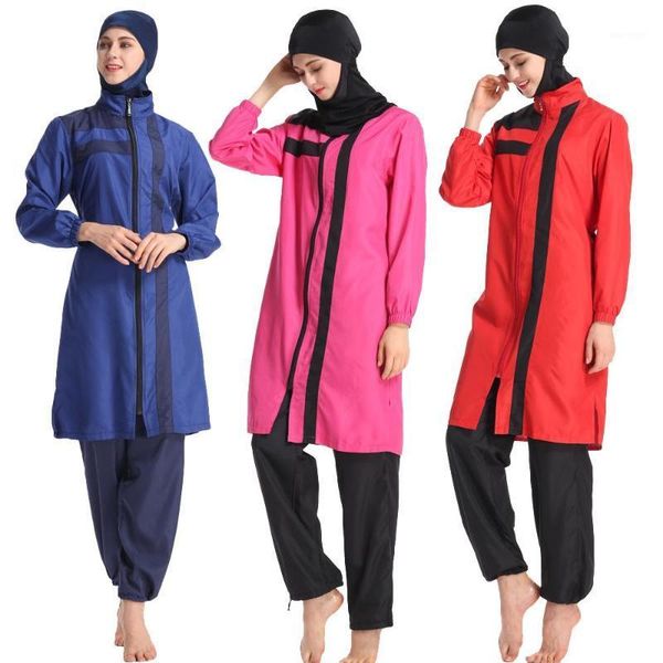 3pcs modest full cover burkini women sports swimsuit swimwear muslim islamic clothes patchwork bathing suits +trouses+hijab1, Red
3pcs modest full cover burkini women sports swimsuit swimwear muslim islamic clothes patchwork bathing suits +trouses+hijab1, Red