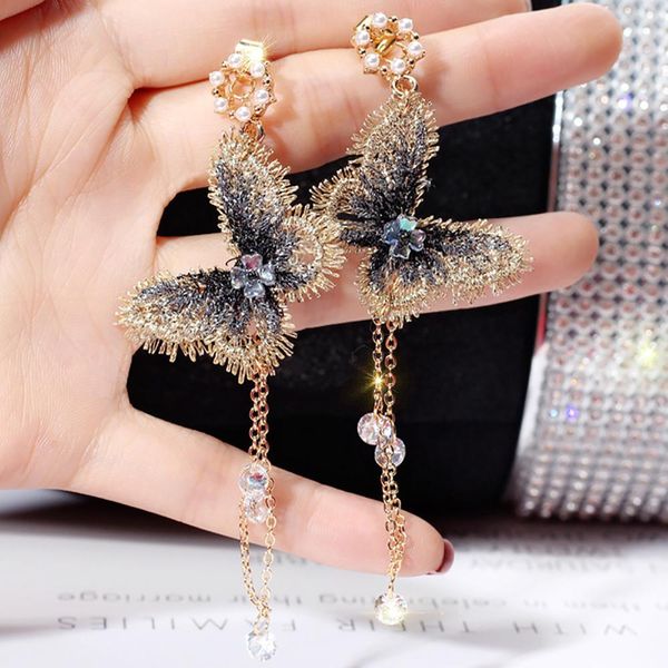 fashion ins embroidery butterfly wedding earrings crystals long tassel drop dangle earrings jewelry for girls women party prom evening dress, White
fashion ins embroidery butterfly wedding earrings crystals long tassel drop dangle earrings jewelry for girls women party prom evening dress, White