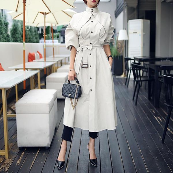 2020 new windbreaker women fashion dress spring autumn chic loose trench coat personality stand collar long trench overcoat x732, Tan;black
2020 new windbreaker women fashion dress spring autumn chic loose trench coat personality stand collar long trench overcoat x732, Tan;black