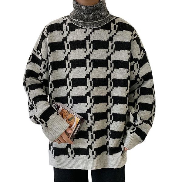 autumn winter men's turtleneck sweater warm thick soft patchwork clothing casual male pullover, White;black
autumn winter men's turtleneck sweater warm thick soft patchwork clothing casual male pullover, White;black