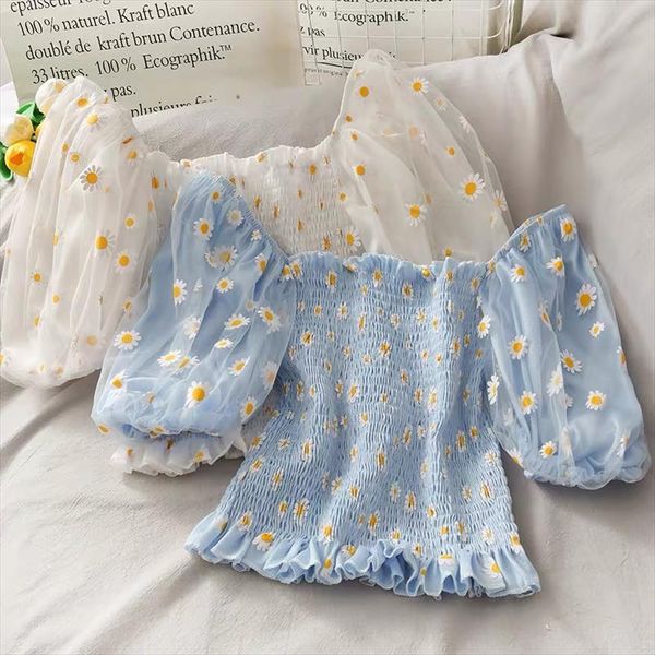 summer sweet super fairy little daisy female short paragraph puff sleeve word shoulder shirt mesh splicing slim clothes, White
summer sweet super fairy little daisy female short paragraph puff sleeve word shoulder shirt mesh splicing slim clothes, White