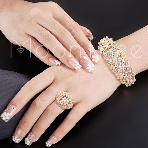 moontree shiny full zircon flowers cubic zirconia gold jewelry copper party saudi arabic dubai bangle ring set wedding, Silver
moontree shiny full zircon flowers cubic zirconia gold jewelry copper party saudi arabic dubai bangle ring set wedding, Silver