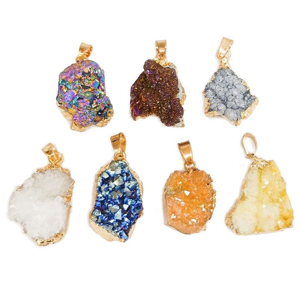 10 pcs gold plated irregular shape many colors crystal dyed cluster pendant for gift charm jewelry, Silver
10 pcs gold plated irregular shape many colors crystal dyed cluster pendant for gift charm jewelry, Silver
