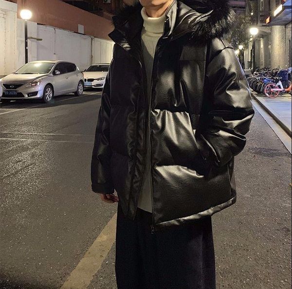 men's down & parkas winter trend cotton padded clothes loose and thickened,windproof couple's bread coat with big hair collar pu l, Black
men's down & parkas winter trend cotton padded clothes loose and thickened,windproof couple's bread coat with big hair collar pu l, Black