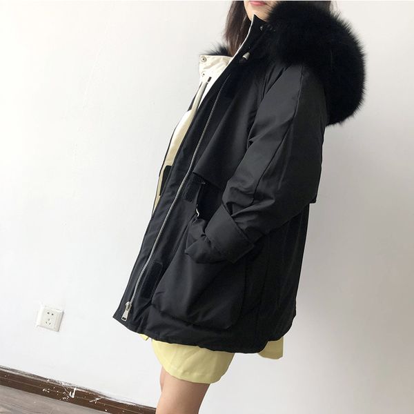 2021 new plus size winter jacket with natural real hood fur parkas long white down women's coat exty, Black
2021 new plus size winter jacket with natural real hood fur parkas long white down women's coat exty, Black