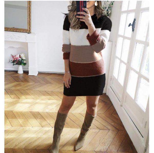 women loose casual sweater dress female 2020 autumn winter long sleeve khaki knitted elegant sweater office work splicing dress1, White;black
women loose casual sweater dress female 2020 autumn winter long sleeve khaki knitted elegant sweater office work splicing dress1, White;black