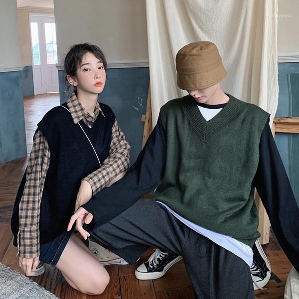 2019 autumn new trend korean fashion men' handsome couple knitted v-neck street hip-hop harajuku casual loose vest1, White;black
2019 autumn new trend korean fashion men' handsome couple knitted v-neck street hip-hop harajuku casual loose vest1, White;black