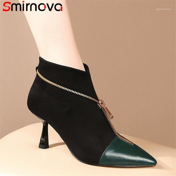 boots smirnova 2021 arrive ankle women dress party shoes genuine leather flock zip elegant thin high heels ladies boots1, Black
boots smirnova 2021 arrive ankle women dress party shoes genuine leather flock zip elegant thin high heels ladies boots1, Black
