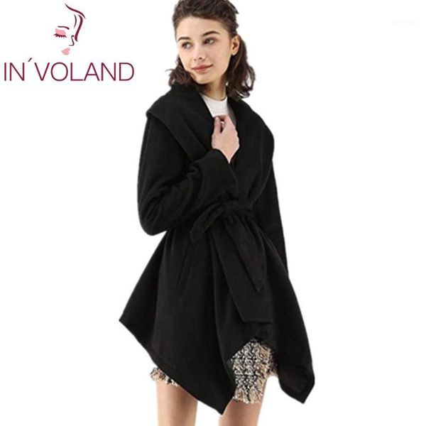 women woolen long sleeve medium-long long sleeve thick irregular hem open front coat with belt hem design casual1, Black
women woolen long sleeve medium-long long sleeve thick irregular hem open front coat with belt hem design casual1, Black