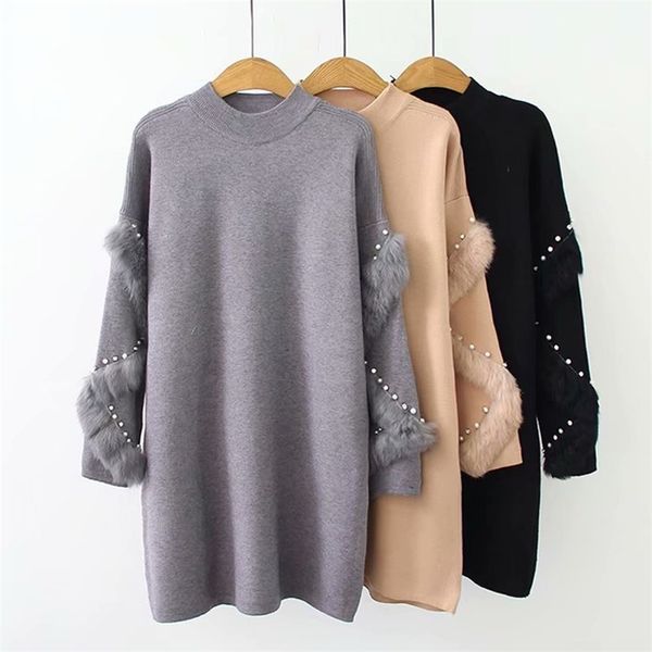 new winter long sweaters women casual loose pullover jumpers real rabbit fur sweater pull femme beading pearl turtleneck jumper 201130, White;black
new winter long sweaters women casual loose pullover jumpers real rabbit fur sweater pull femme beading pearl turtleneck jumper 201130, White;black