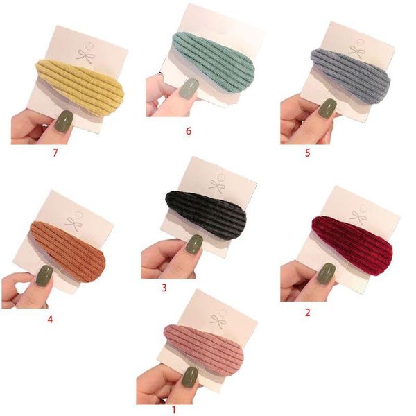korean women girl side hair clip stripe velvet bb hairpins barrette headwear
