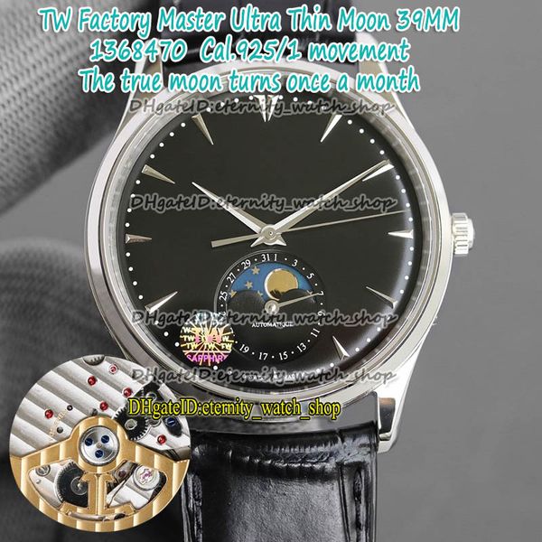 Image of TWF Correct Moon Phase version 39MM Master Ultra Thin Moon Black Dial Cal.925/1 Automatic 1368470 Mens Watch Steel Case eternity Watches