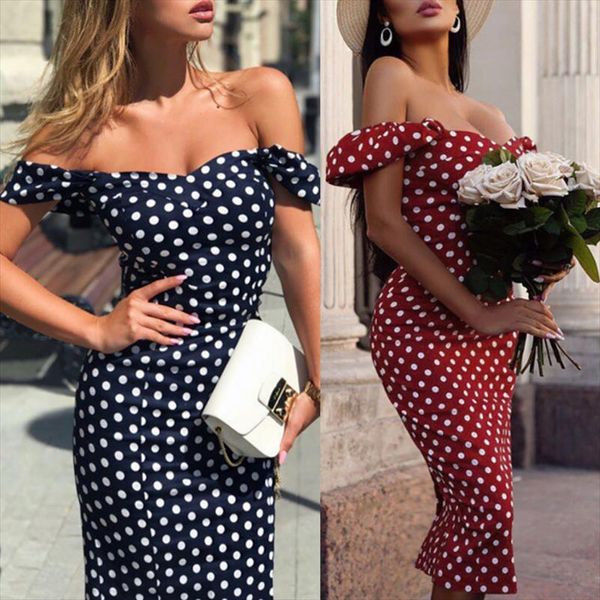 women elegant bodycon dress off shoulder polka dot party night women dresses high waist midi dress womens plus size s xxl, Black;gray
women elegant bodycon dress off shoulder polka dot party night women dresses high waist midi dress womens plus size s xxl, Black;gray