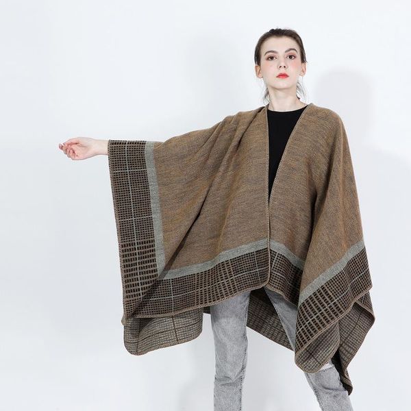 scarves tatting jacquard faux cashmere cloak shawl slit women's tassels lengthen, Blue;gray
scarves tatting jacquard faux cashmere cloak shawl slit women's tassels lengthen, Blue;gray