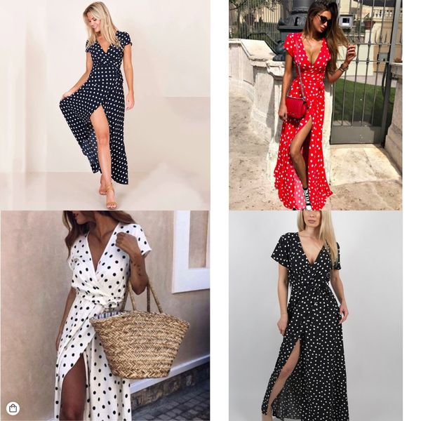 deep v neck short sleeve polka dot maxi dress women 2020 summer chiffon boho beach plus size long dresses woman femme robe h1210, Black;gray
deep v neck short sleeve polka dot maxi dress women 2020 summer chiffon boho beach plus size long dresses woman femme robe h1210, Black;gray