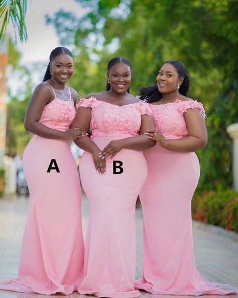 off the shoulder satin mermaid bridesmaid dresses plus size african spaghetti strap long maid of honor dresses with appliques, White;pink
off the shoulder satin mermaid bridesmaid dresses plus size african spaghetti strap long maid of honor dresses with appliques, White;pink