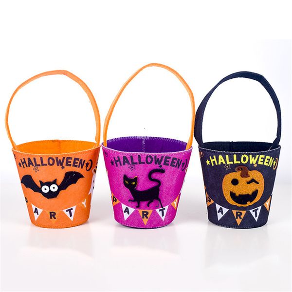 storage gift bat pumpkin cat felt kids pouch halloween trick or treat candy bag