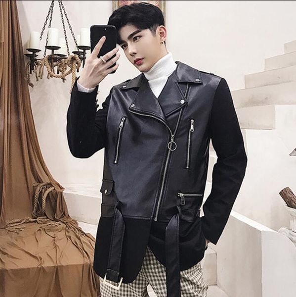 men's fur & faux personalized motorcycle mens leather jacket loose coat jackets more oblique zipper clothes stage street dance rock fas, Black
men's fur & faux personalized motorcycle mens leather jacket loose coat jackets more oblique zipper clothes stage street dance rock fas, Black
