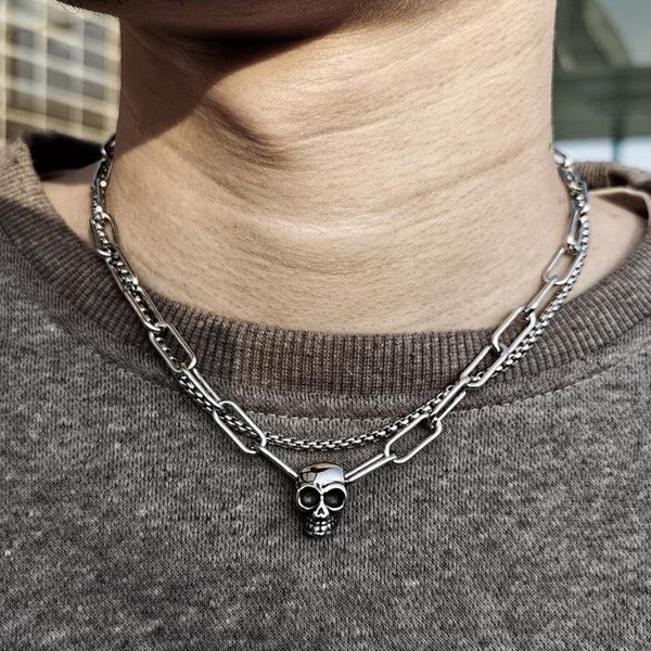 chains skull chain for men double layered stainless steel box cable link charm choker necklace toggle clasp wholesale jewelry ldn229, Silver
chains skull chain for men double layered stainless steel box cable link charm choker necklace toggle clasp wholesale jewelry ldn229, Silver